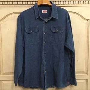 Wrangler Men’s Denim Two Pocket Button Down Shirt Size 2XL EUC